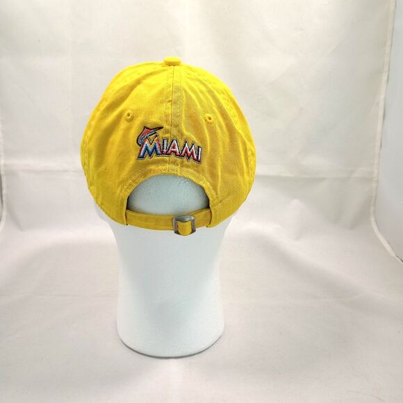 New Era Marlins Hat Cap Strap Back Yellow Womens Baseball Cap 6 Panel - Picture 3 of 5